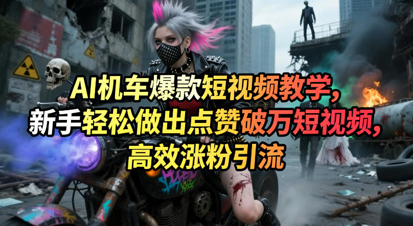 AI机车爆款短视频教学，新手轻松做出点赞破万短视频，高效涨粉引流-七宝：认真做好一件事