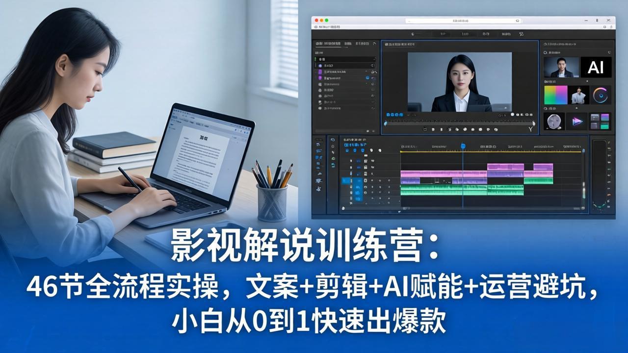 影视解说特训营：46节全流程实操，文案 剪辑 AI赋能 运营避坑，小白从0到1快速出爆款_-七宝：认真做好一件事