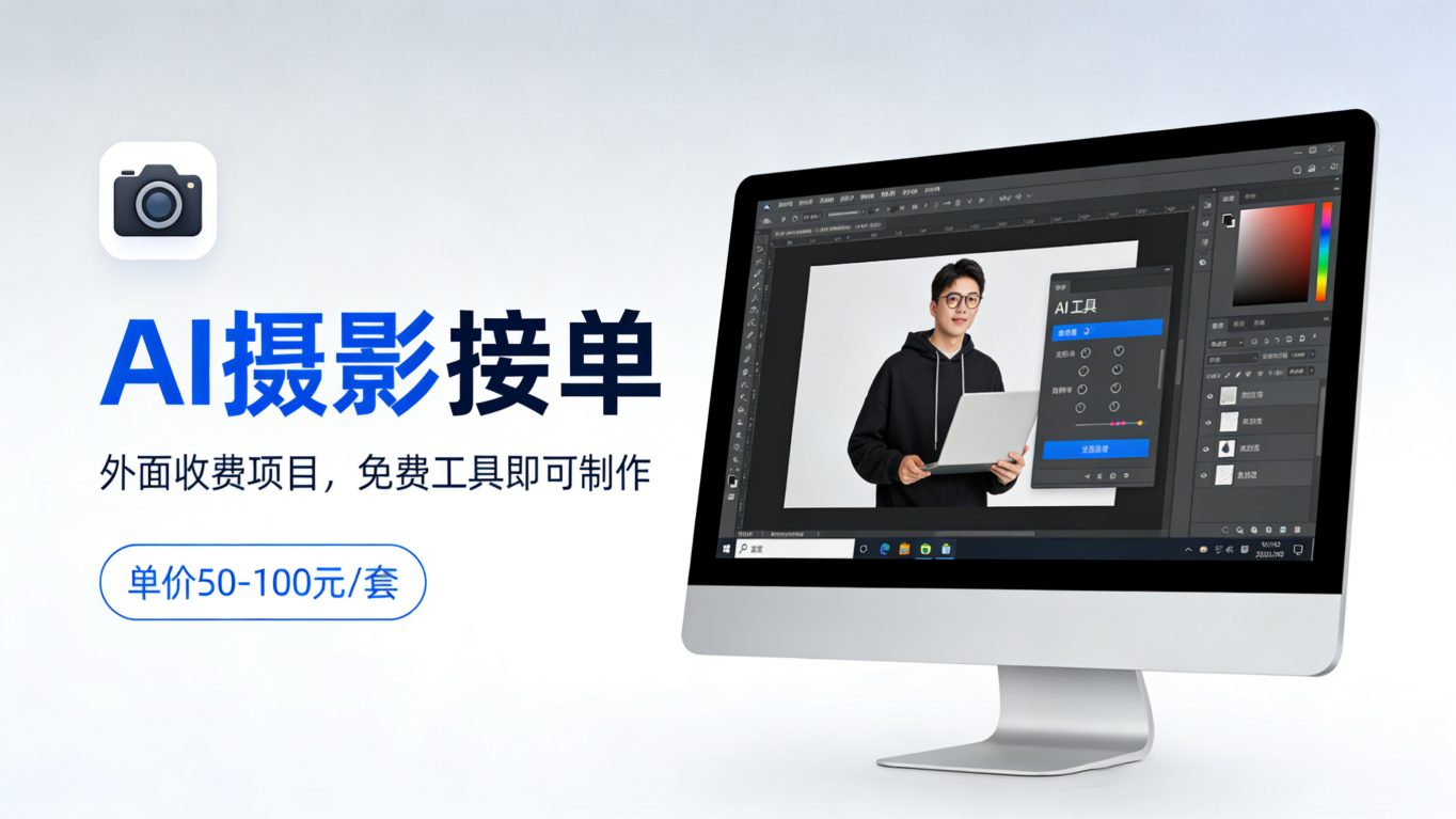 外面收费项目，AI摄影接单，免费工具就可以做，单价50-100一套-七宝：认真做好一件事