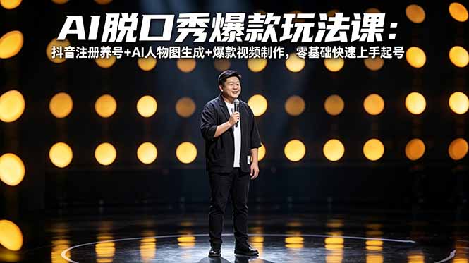 AI脱口秀爆款玩法课：抖音注册养号 AI人物图生成 爆款视频制作，零基础快速上手起号_-七宝：认真做好一件事