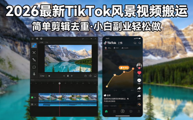2026最新TikTok风景视频搬运简单剪辑去重小白副业月入 8000_-七宝：认真做好一件事