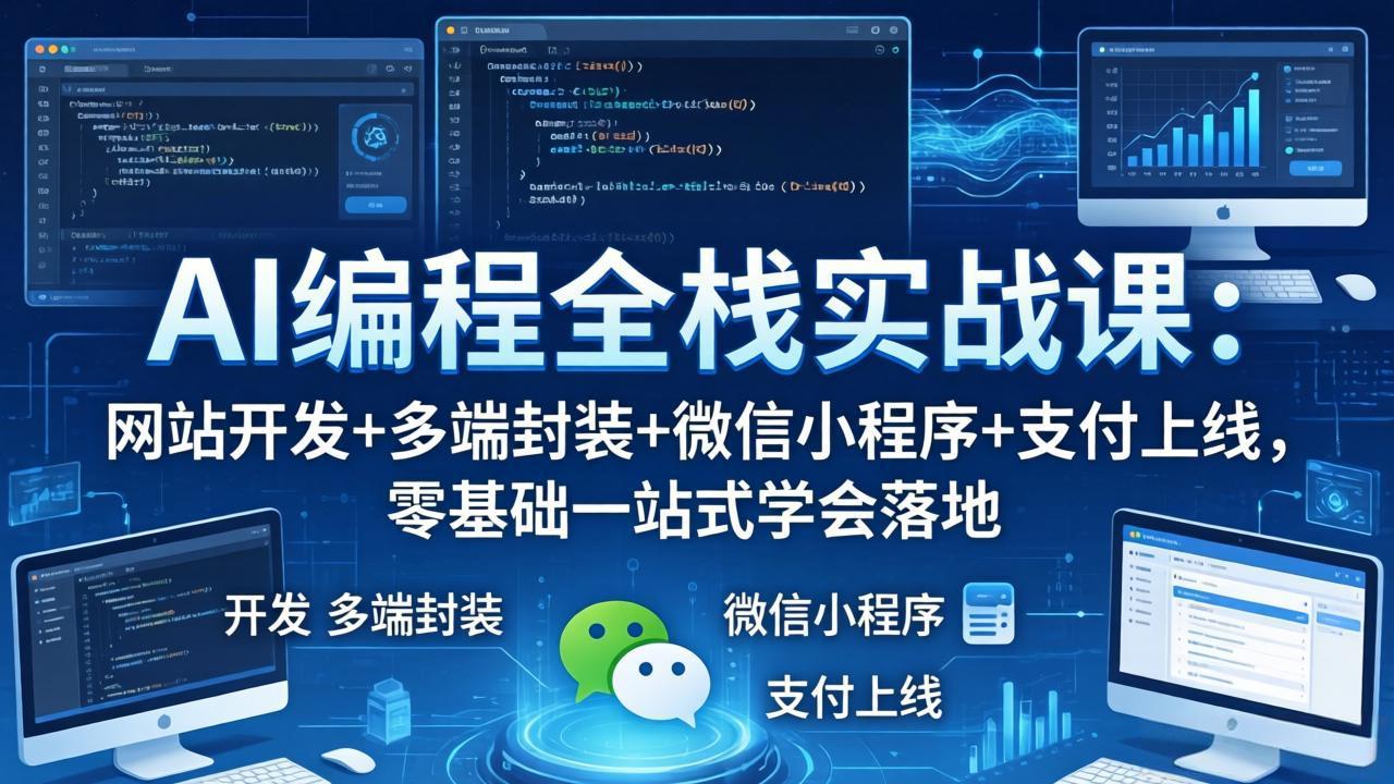 AI编程全栈实战课：网站开发 多端封装 微信小程序 支付上线，零基础一站式学会落地_-七宝：认真做好一件事