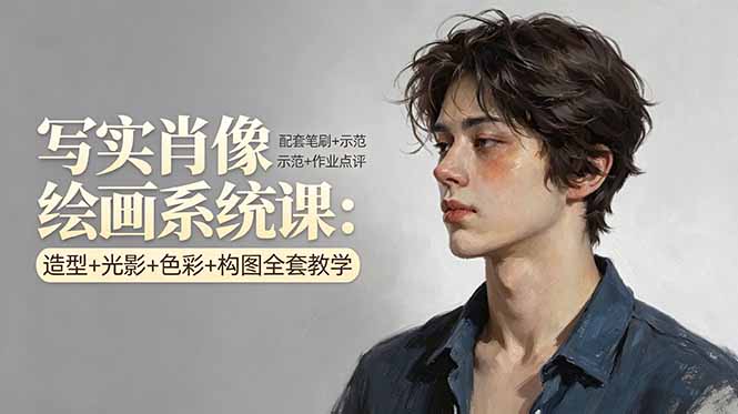 写实肖像绘画系统课：造型 光影 色彩 构图全套教学，配套笔刷 示范 作业点评_-七宝：认真做好一件事