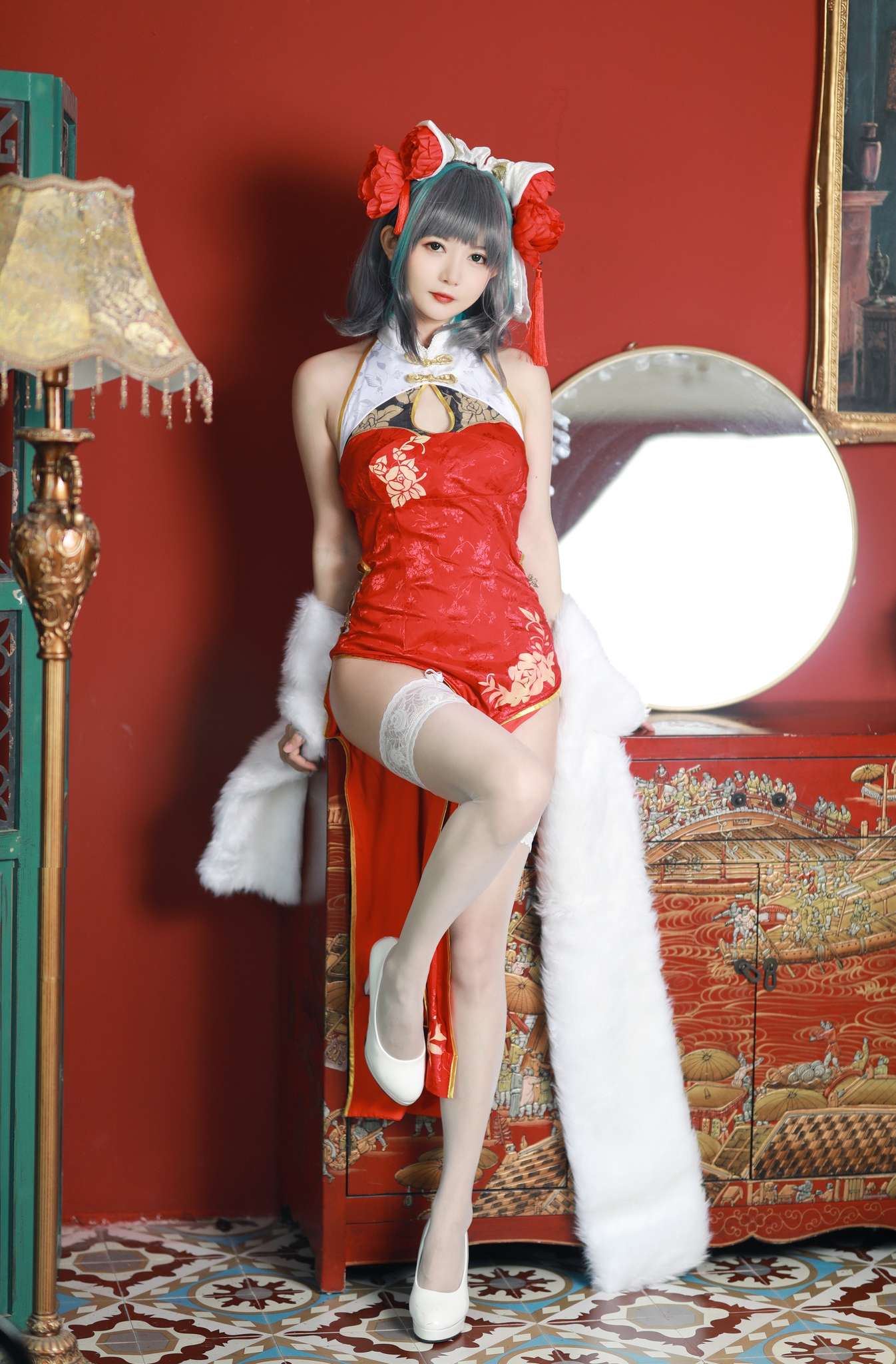 51酱 Vol.018 碧蓝航线-柴郡新春旗袍[12P-55M]-吾爱二次元