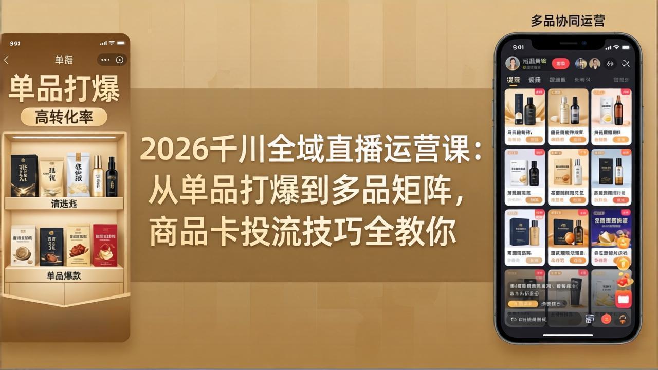 2026千川全域直播运营课：从单品打爆到多品矩阵，商品卡投流技巧全教你_-七宝：认真做好一件事