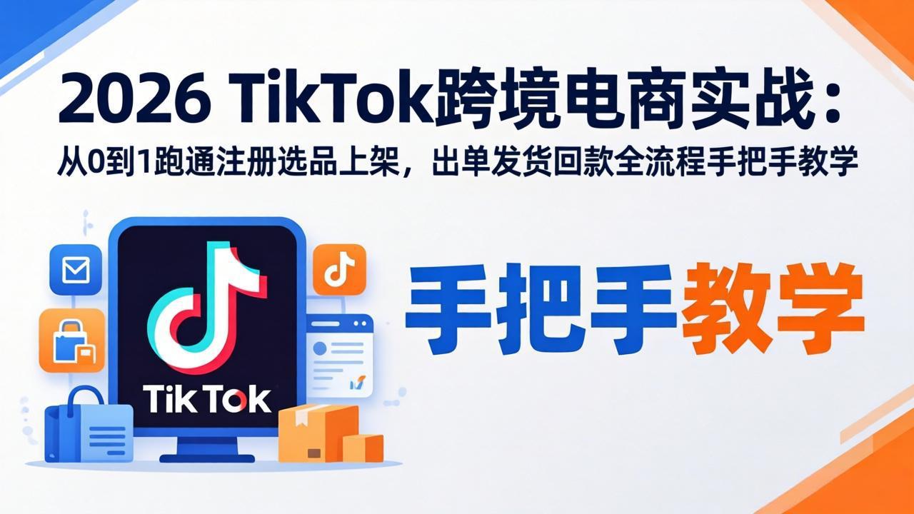 2026TikTok跨境电商实战-更新：从0到1跑通注册选品上架，出单发货回款全流程手把手教学_-七宝：认真做好一件事