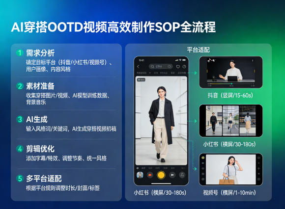 AI穿搭OOTD视频高效制作SOP全流程，适配抖音小红书视频号全平台-七宝：认真做好一件事