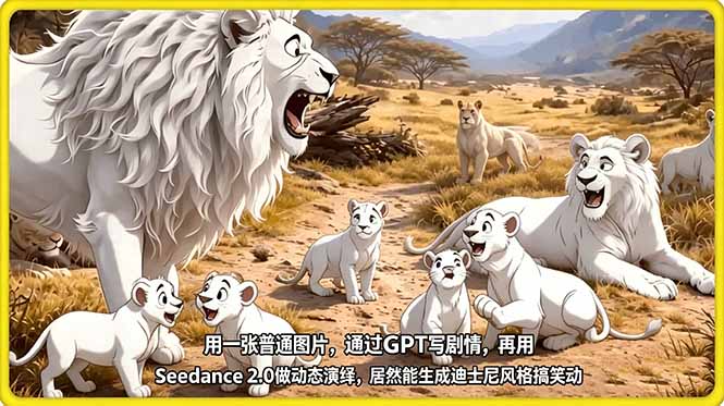 用一张普通图片，通过GPT写剧情，再用Seedance 2.0做动态演绎，居然能生成迪士尼风格搞笑动画_-七宝：认真做好一件事