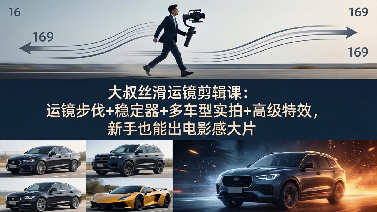 大叔丝滑运镜剪辑课：运镜步伐 稳定器 多车型实拍 高级特效，新手也能出电影感大片_-七宝：认真做好一件事