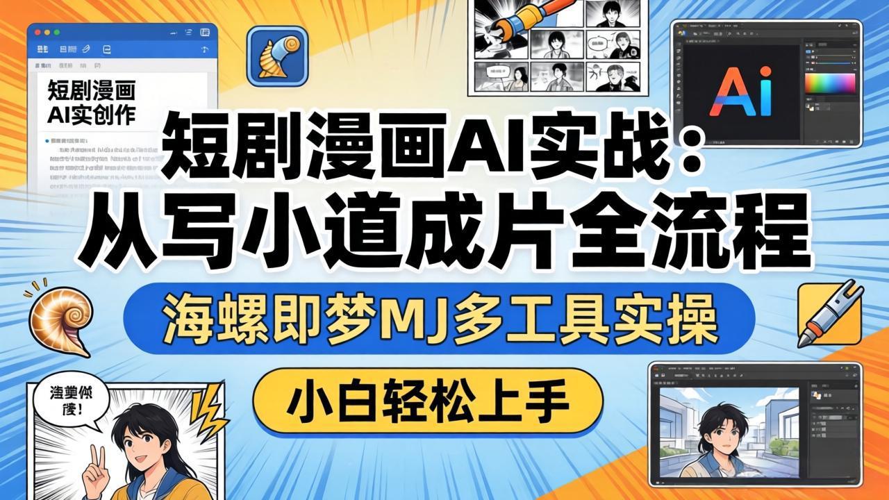短剧漫画AI实战：从写小说到成片全流程，海螺即梦MJ多工具实操，小白轻松上手_-七宝：认真做好一件事