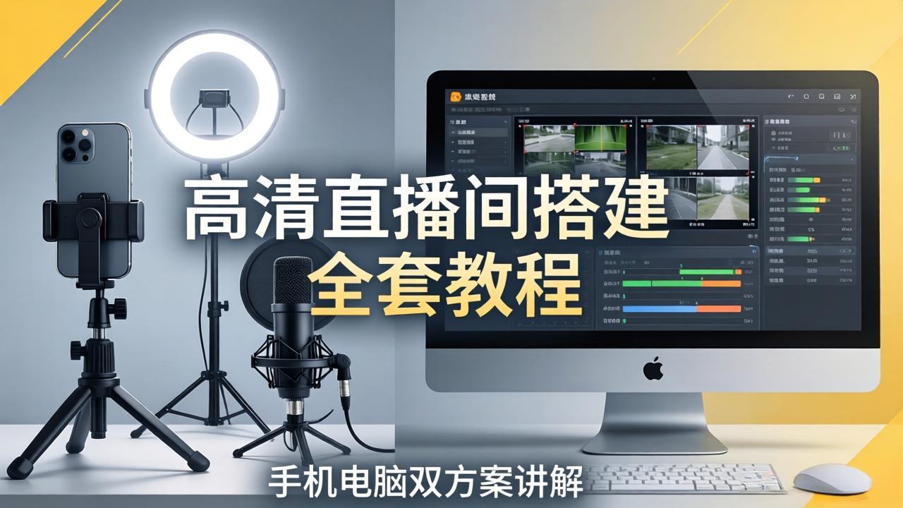 高清直播间搭建全套教程，手机电脑双方案讲解，设备选型调试多机位实操教学_-七宝：认真做好一件事