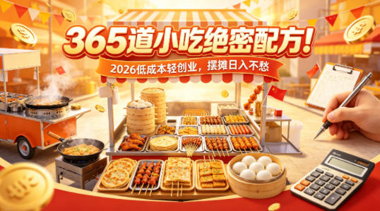 365道小吃绝密配方！2026低成本轻创业，摆摊日入不愁-七宝：认真做好一件事