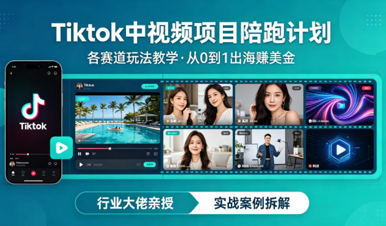 某大佬的Tiktok中视频项目陪跑，涵盖TK各个赛道玩法教学，从0到1出海賺美金-七宝：认真做好一件事