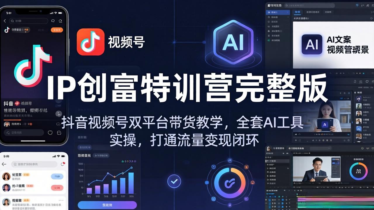 IP创富特训营完整版：抖音视频号双平台带货教学，全套AI工具实操，打通流量变现闭环_-七宝：认真做好一件事