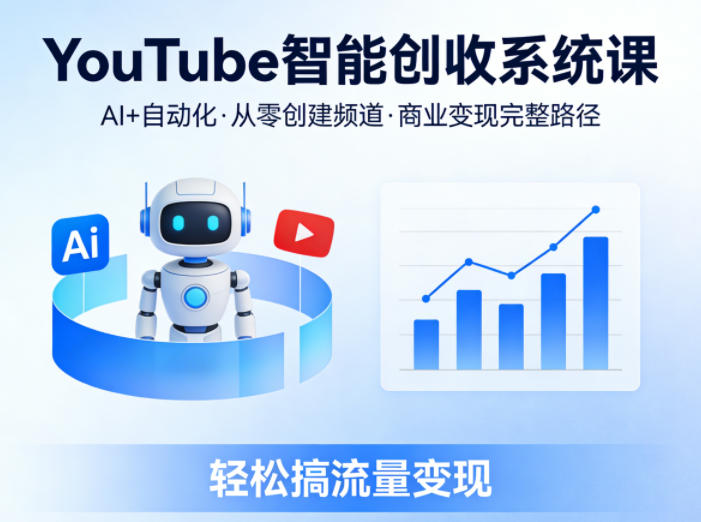 YouTube智能创收系统课，AI 自动化，从零创建YouTube频道并实现商业变现的完整路径，轻松搞流量变现-七宝：认真做好一件事