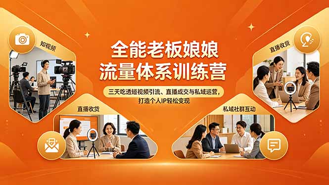 全能老板娘流量体系训练营，三天吃透短视频引流、直播成交与私域运营，打造个人IP轻松变现_-七宝：认真做好一件事