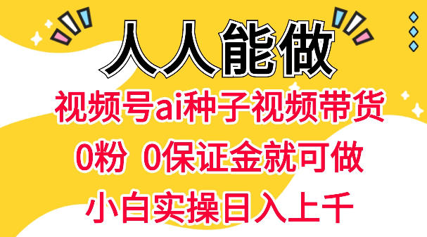 视频号AI种子带货，0粉0保证金就可做，人人能做，实操日入1k-七宝：认真做好一件事