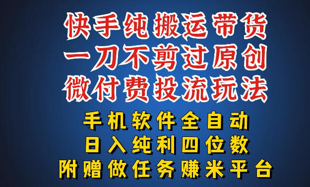 最新黑科技快手搬运带货方法,手机就能操作,轻松带你日入四位数【揭秘】-七宝:认真做好一件事