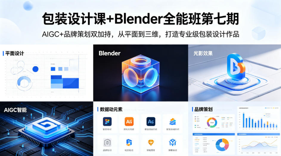 包装设计课 Blender全能班第七期，AIGC 品牌策划双加持，从平面到三维，打造专业级包装设计作品-七宝：认真做好一件事