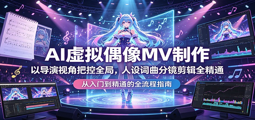 AI虚拟偶像MV制作：以导演视角把控全局，人设词曲分镜剪辑全精通-七宝：认真做好一件事