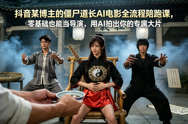 抖音某博主的僵尸道长AI电影全流程陪跑课，零基础也能当导演，用AI拍出你的专属大片-七宝：认真做好一件事