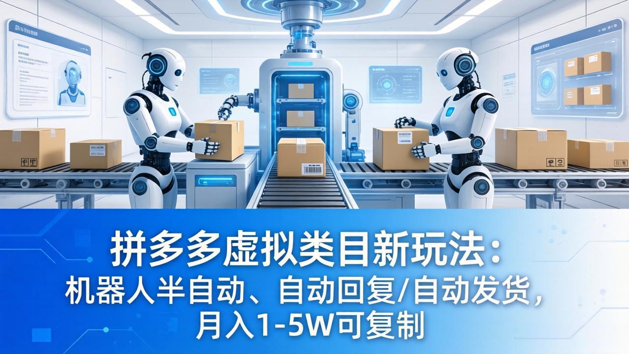 拼多多虚拟类目新玩法：机器人半自动、自动回复 /自动发货，月入 1-5W 可复制_-七宝：认真做好一件事