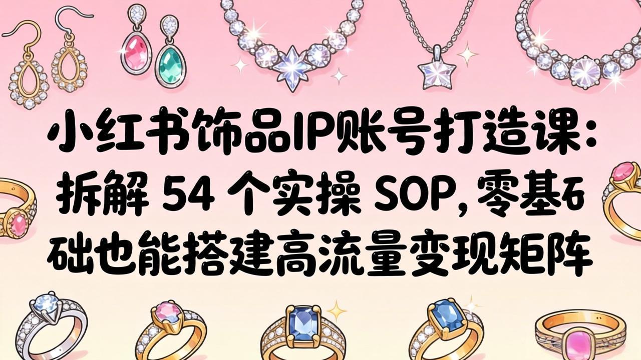 小红书饰品IP账号打造课：拆解 54 个实操 SOP，零基础也能搭建高流量变现矩阵_-七宝：认真做好一件事