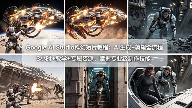 Google AI Studio科幻短片教程：AI生成 剪辑全流程，3小时 教学 专属资源，掌握专业级制作技能_-七宝：认真做好一件事