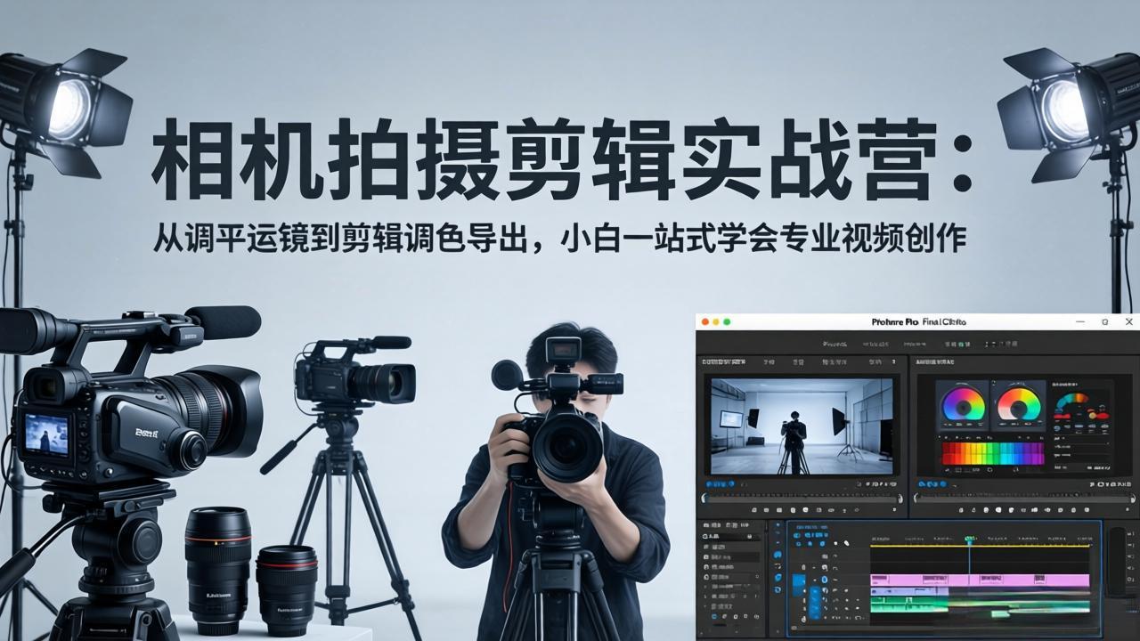 相机拍摄剪辑实战营：从调平运镜到剪辑调色导出，小白一站式学会专业视频创作_-七宝：认真做好一件事