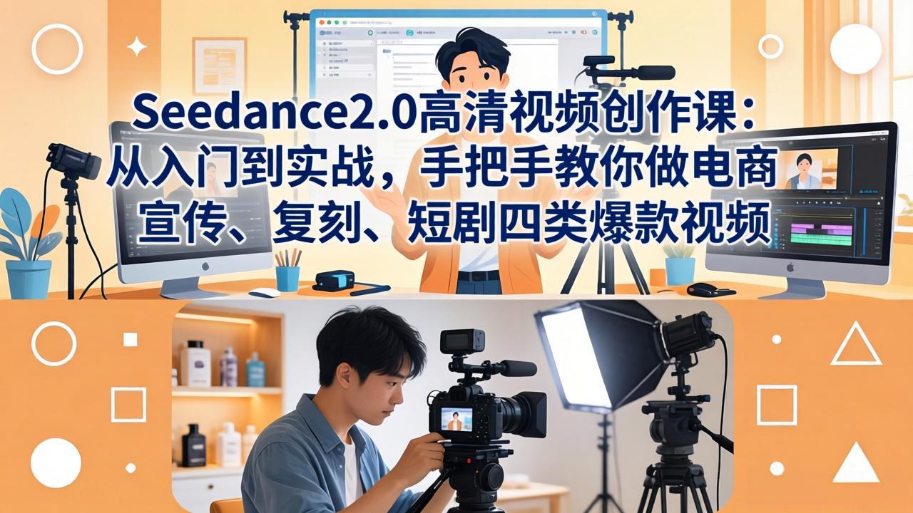 Seedance2.0高清视频创作课：从入门到实战，手把手教你做电商、宣传、复刻、短剧四类爆款视频_-七宝：认真做好一件事