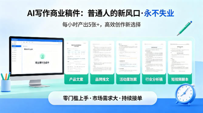 AI写作商业稿件，一小时5张 ，普通人新风口，永不失业-七宝：认真做好一件事