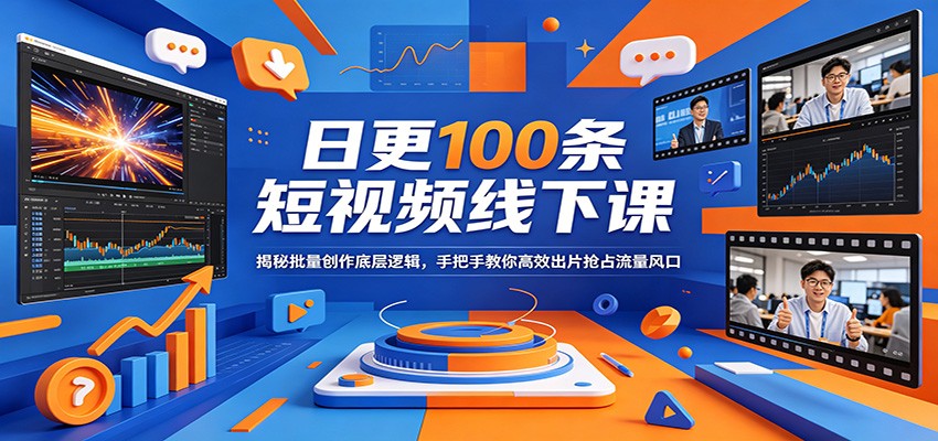 日更100条短视频线下课：揭秘批量创作底层逻辑，手把手教你高效出片抢占流量风口-七宝：认真做好一件事