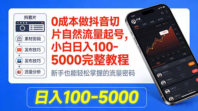 0成本做抖音切片自然流量起号，小白日入100-5000完整教程_-七宝：认真做好一件事