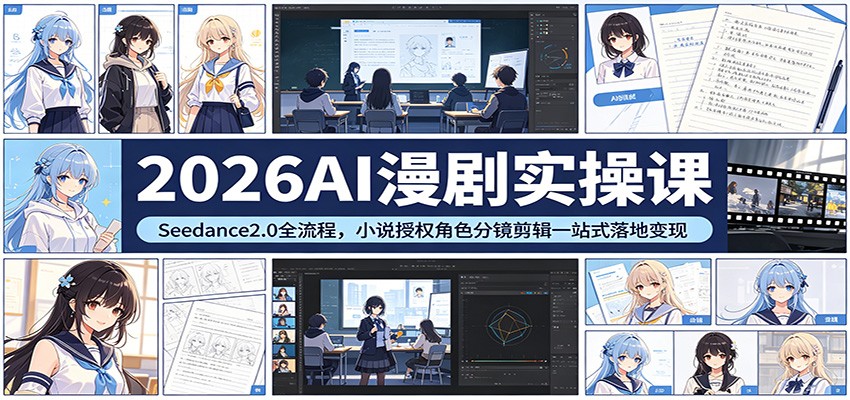 2026AI漫剧实操课：Seedance2.0全流程，小说授权角**分镜剪辑一站式落地变现-七宝：认真做好一件事