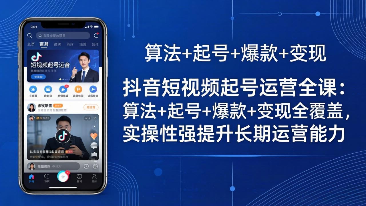 抖音短视频起号运营全课：算法 起号 爆款 变现全覆盖，实操性强提升长期运营能力_-七宝：认真做好一件事