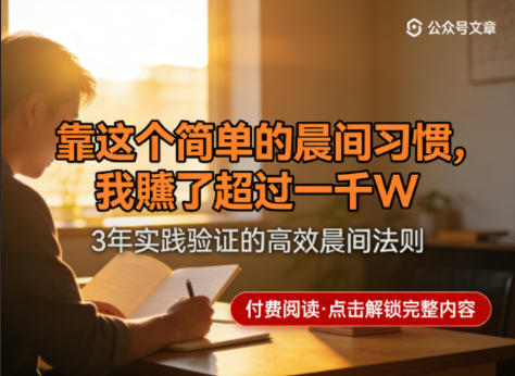 某公众号付费文章：靠这个简单的晨间习惯，我賺了超过一千W-七宝：认真做好一件事