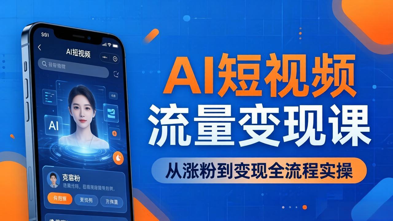 AI短视频流量变现课:一部手机玩转数字人克隆 爆款制作,从涨粉到变现全流程实操_-七宝:认真做好一件事